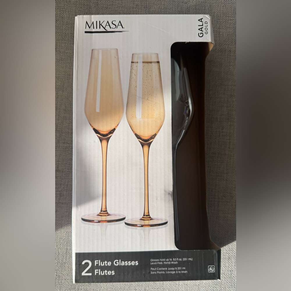 Mikasa Champagne Flutes - Gold (set of 2)